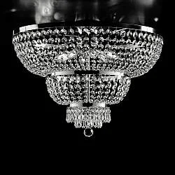 Plafoniera Classica Mozart Metallo E Cristallo Cromo 8 Luci E14