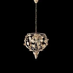 Lampadario Shabby Chic Bella Metallo Avorio Oro 3 Luci E27