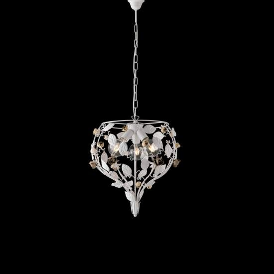 Lampadario Shabby Chic Bella Metallo Bianco 3 Luci E27 BL196-3-BCO