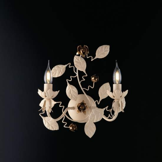 Applique Shabby Chic Bella Metallo Avorio Oro 2 Luci E14 BL196-AP2-AV