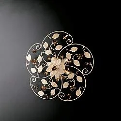 Plafoniera Shabby Chic Bella Metallo Avorio Oro 5 Luci E14