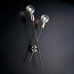 Applique Moderna Bloom Metallo Cromo Nero Rame 2 Luci E27