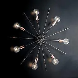 Plafoniera Moderna Bloom Metallo Cromo Nero Rame 7 Luci E27