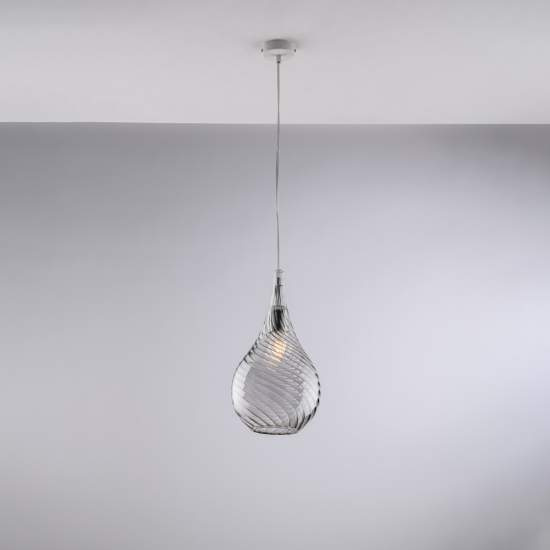 Lampadario Moderno Pluvia Metallo Grigio Fumè 1 Luce E27 BL264-S1-GR