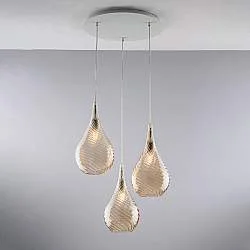 Lampadario Moderno Pluvia Metallo Ambra 3 Luci E27