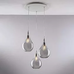 Lampadario Moderno Pluvia Metallo Grigio Fumè 3 Luci E27