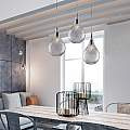 Lampadario Moderno Pluvia Metallo Grigio Fumè 3 Luci E27 BL264-S3-GR