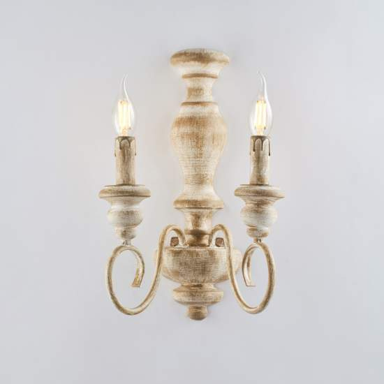 Applique Shabby Chic Cascina Bianco Tortora Vintage 2 Luci E14 BL265-AP2-BT
