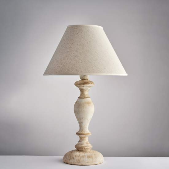 Lampada Da Tavolo Shabby Chic Cascina Bianco Tortora Vintage 1 Luce E27 BL265-LM-BT
