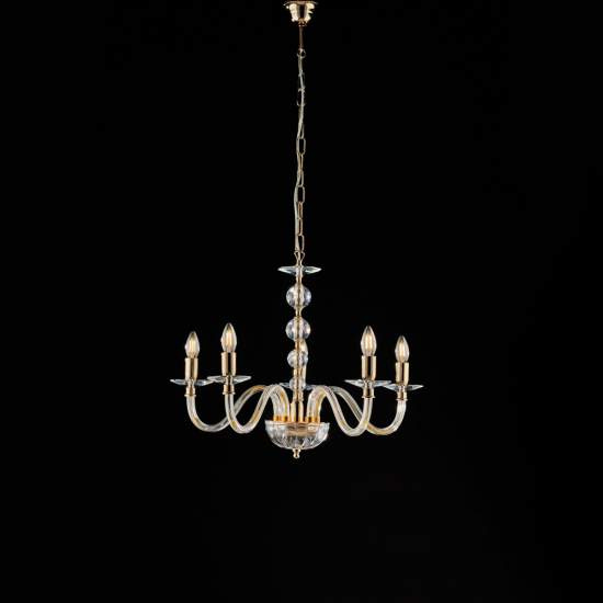 Lampadario Classico Ruben Metallo Oro E Cristallo 5 Luci E14 BL267-5-OR