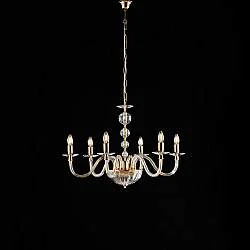 Lampadario Classico Ruben Metallo Oro E Cristallo 6 Luci E14