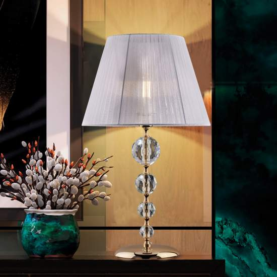 Lampada Da Tavolo Classica Ruben Metallo Oro E Cristallo 1 Luce E27 BL267-LM-OR