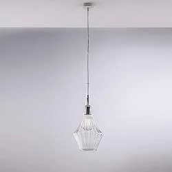 Lampadario Moderno Zeus Metallo Bianco Vetro Trasparente 1 Luce E27