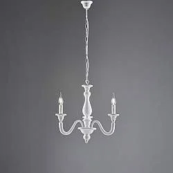 Lampadario Shabby Chic Lucca Legno Bianco 3 Luci E14