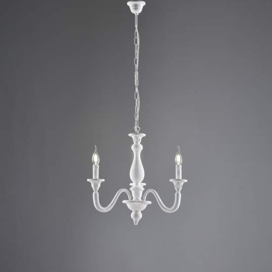 Lampadario Shabby Chic Lucca Legno Bianco 3 Luci E14 BL271-3-BCO