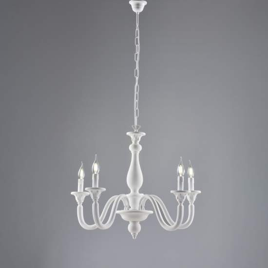 Lampadario Shabby Chic Lucca Legno Bianco 5 Luci E14 BL271-5-BCO