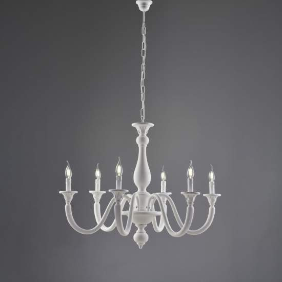 Lampadario Shabby Chic Lucca Legno Bianco 6 Luci E14 BL271-6-BCO