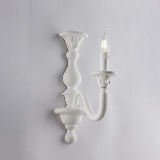 Applique Shabby Chic Lucca Legno Bianco 1 Luce E14 BL271-AP1-BCO
