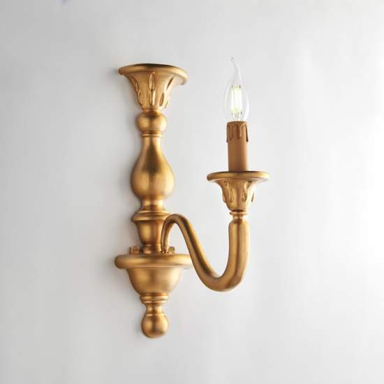 Applique Contemporanea Lucca Legno Oro 1 Luce E14 BL271-AP1-OR