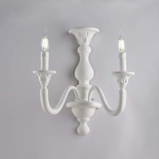 Applique Shabby Chic Lucca Legno Bianco 2 Luci E14 BL271-AP2-BCO