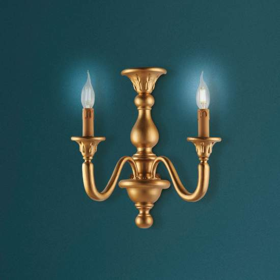 Applique Contemporanea Lucca Legno Oro 2 Luci E14 BL271-AP2-OR