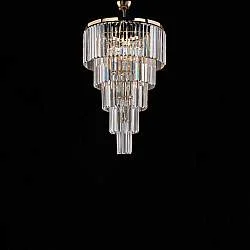 Lampada A Soffitto Moderna Schuber Metallo Oro E Cristallo 7 Luci E14