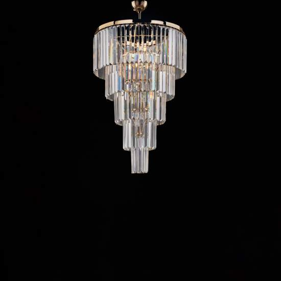 Lampadario Moderno Schuber Metallo Oro E Cristallo 7 Luci E14 BL272-7-OR