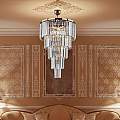 Lampadario Moderno Schuber Metallo Oro E Cristallo 7 Luci E14 BL272-7-OR