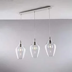 Lampadario Contemporaneo Ares Metallo Trasparente 3 Luci E27