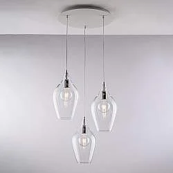 Lampadario Moderno Ares Metallo Trasparente 3 Luci E27