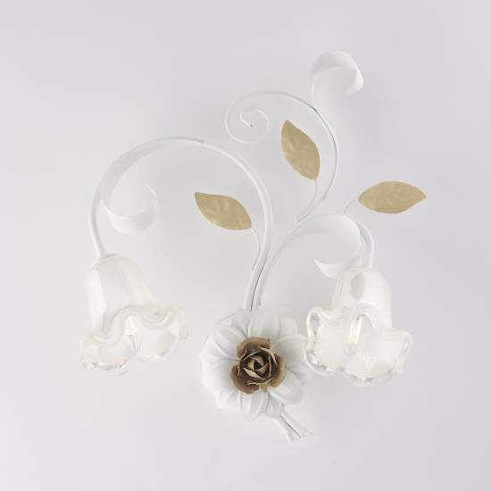 Applique Arte Povera Cesto Metallo Bianco E Oro 2 Luci E14 BL274-AP2-BCO