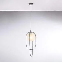 Lampadario Contemporaneo Erik Metallo Cromo Nero 1 Luce E27
