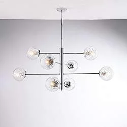 Lampadario Contemporaneo Demetra Metallo Cromo 8 Luci E14