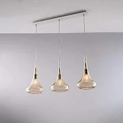 Lampadario Binario Contemporaneo Nemesi Metallo Ambra 3 Luci E27