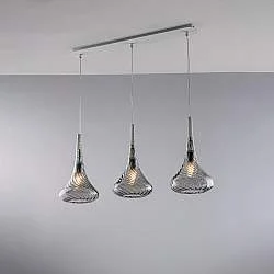 Lampadario Binario Contemporaneo Nemesi Metallo Grigio Fumè 3 Luci E27