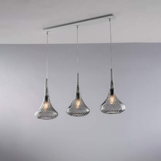 Lampadario Binario Contemporaneo Nemesi Metallo Grigio Fumè 3 Luci E27 BL280-BIN3-GR