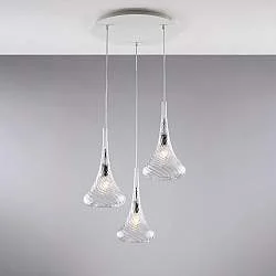 Lampadario Contemporaneo Nemesi Metallo Trasparente 3 Luci E27