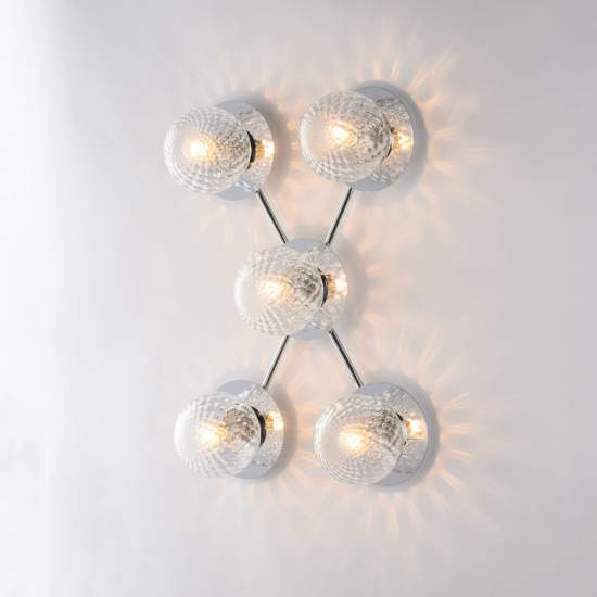 Plafoniera Contemporanea Armonia Metallo Cromo 5 Luci E14 BL285-PL5-CR