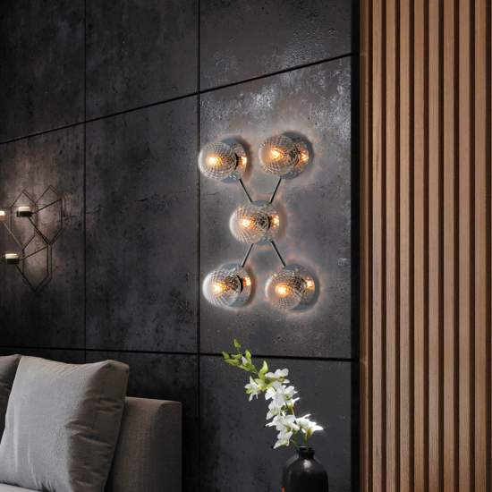 Plafoniera Contemporanea Armonia Metallo Cromo 5 Luci E14 BL285-PL5-CR