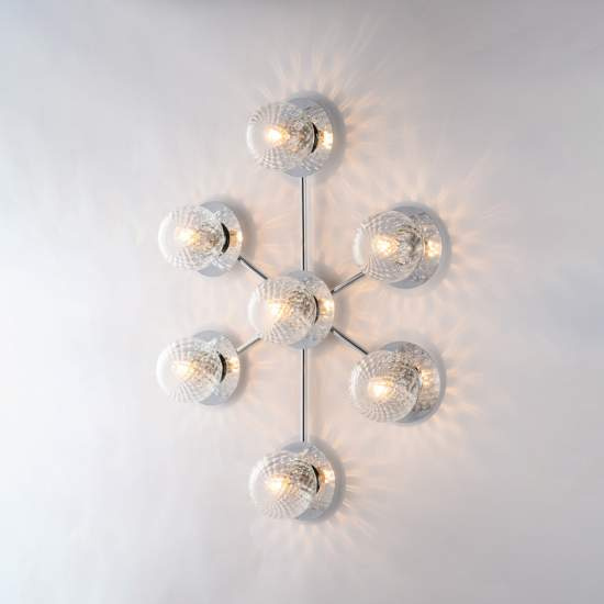 Plafoniera Contemporanea Armonia Metallo Cromo 7 Luci E14 BL285-PL7-CR