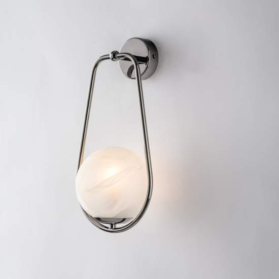 Applique Contemporanea Afrodite Metallo Cromo Nero 1 Luce E14 BL286-AP1-NR