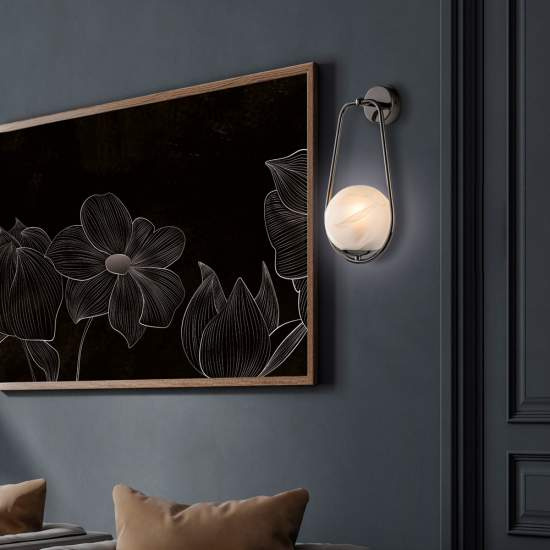 Applique Contemporanea Afrodite Metallo Cromo Nero 1 Luce E14 BL286-AP1-NR