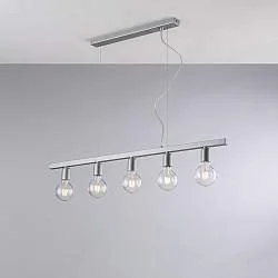 Lampadario Contemporaneo Fabian Metallo Argento 5 Luci E27