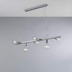 Lampadario Contemporaneo Fabian Metallo Argento 6 Luci E27 Lampadario Contemporaneo Fabian Metallo Argento 6 Luci E27