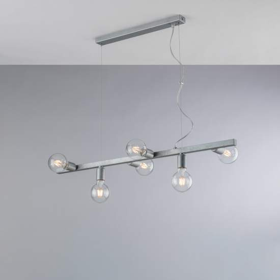 Lampadario Contemporaneo Fabian Metallo Argento 6 Luci E27 BL293-6-ARG