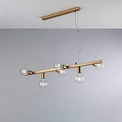 Lampadario Contemporaneo Fabian Metallo Oro 6 Luci E27