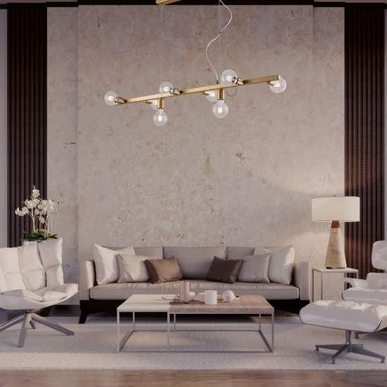Lampadario Contemporaneo Fabian Metallo Oro 8 Luci E27 BL293-8-OR