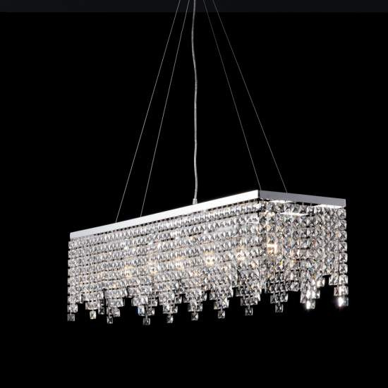Lampadario Classico Penelope Metallo Cromo Cristallo 6 Luci E27 BL31-6-CR