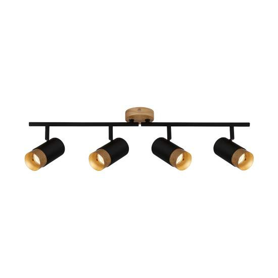 Spot Vintage Plek Metallo Nero 4 Luci Gu10 2144045