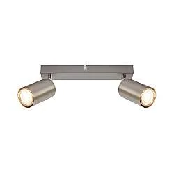 Faretto Moderno Tib Metallo Nichel Satinato 2 Luci Gu10